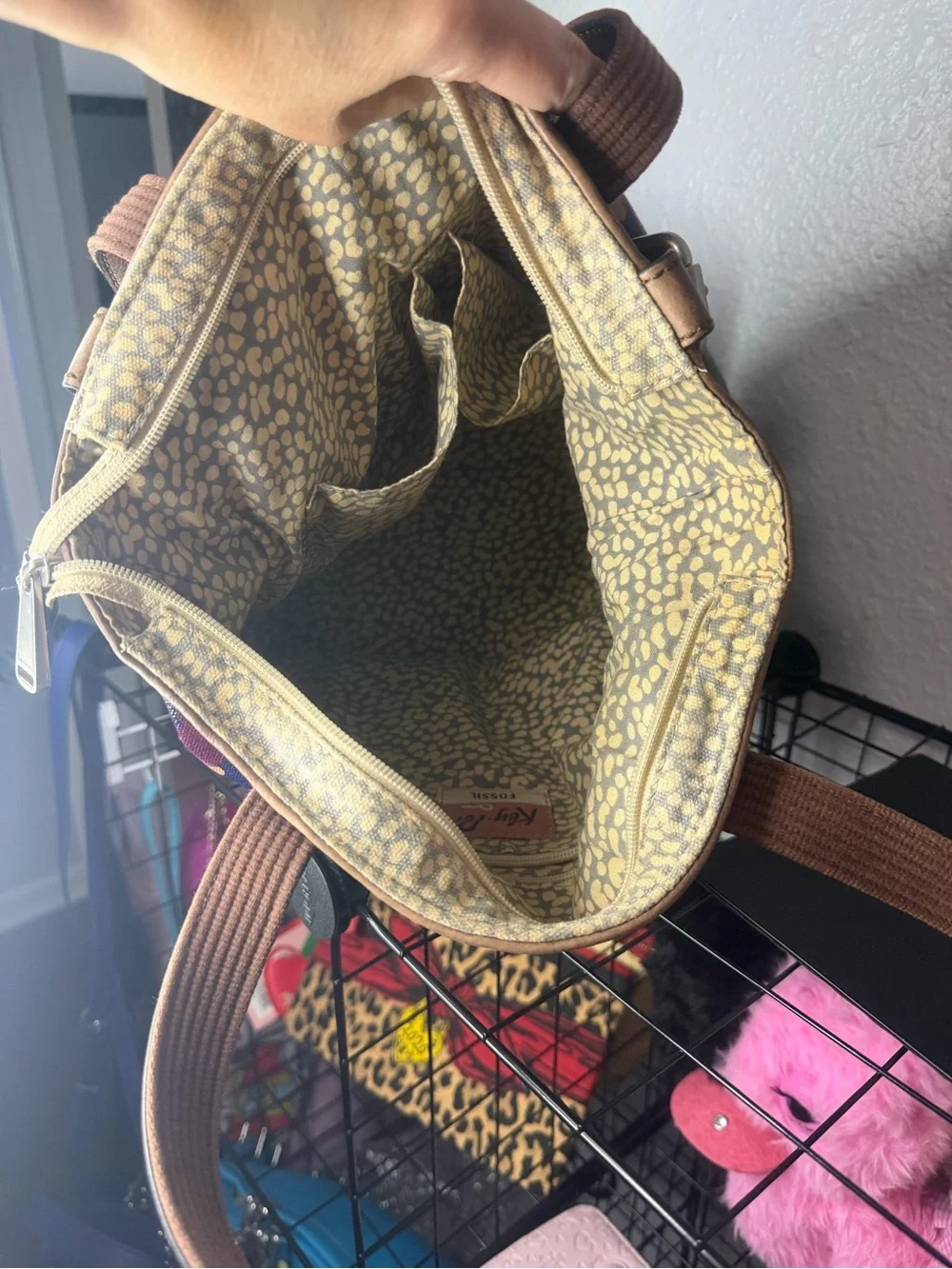 Fossil Key-Per Floral Coated Canvas Tote Purse Vintage Y2K Boho Handbag